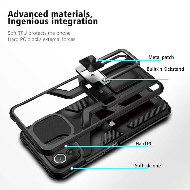 For Xiaomi Mi 11 Lite Armor 2 in 1 PC + TPU Magnetic Shockproof Case with Foldable Holder