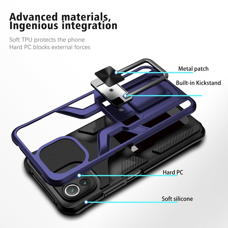 For Xiaomi Mi 11 Lite Armor 2 in 1 PC + TPU Magnetic Shockproof Case with Foldable Holder