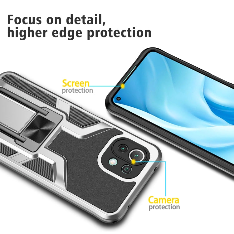 For Xiaomi Mi 11 Lite Armor 2 in 1 PC + TPU Magnetic Shockproof Case with Foldable Holder