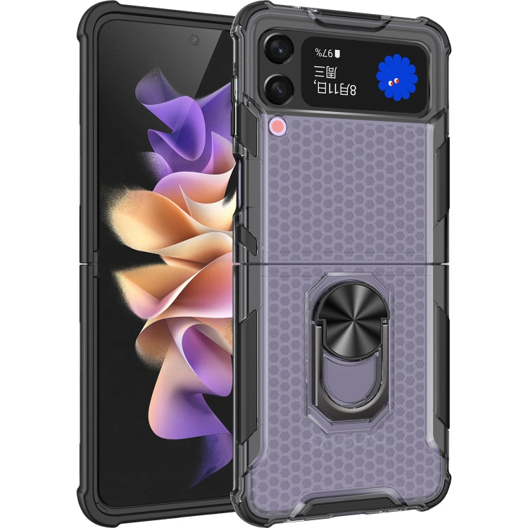 For Samsung Galaxy Z Flip3 5G Honeycomb PC + TPU Shockproof Case with Ring Holder