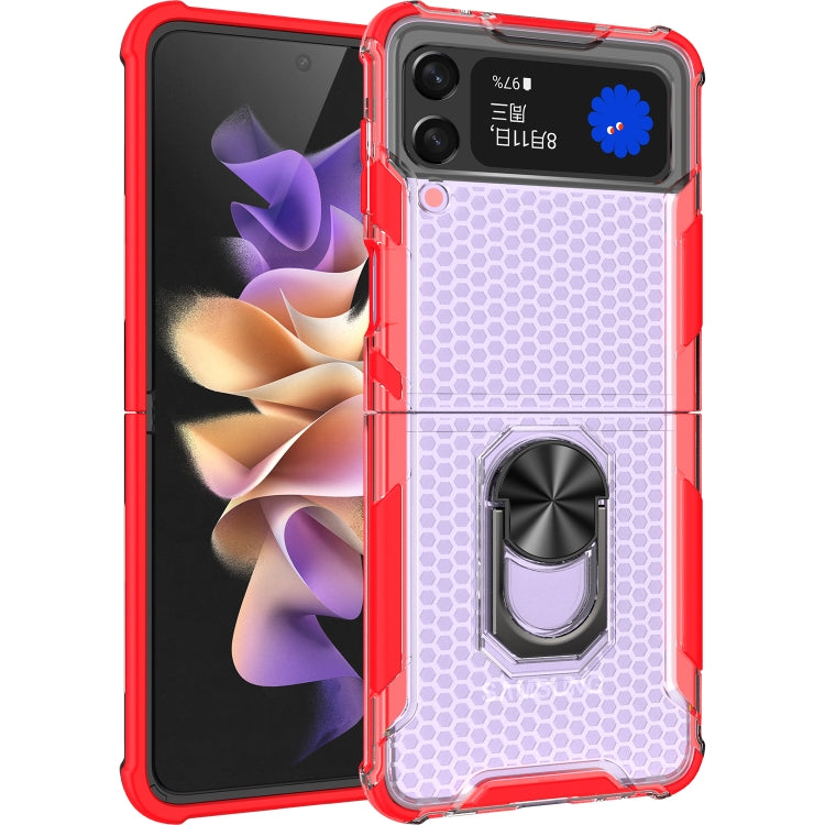 For Samsung Galaxy Z Flip3 5G Honeycomb PC + TPU Shockproof Case with Ring Holder