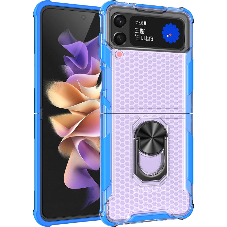 For Samsung Galaxy Z Flip3 5G Honeycomb PC + TPU Shockproof Case with Ring Holder