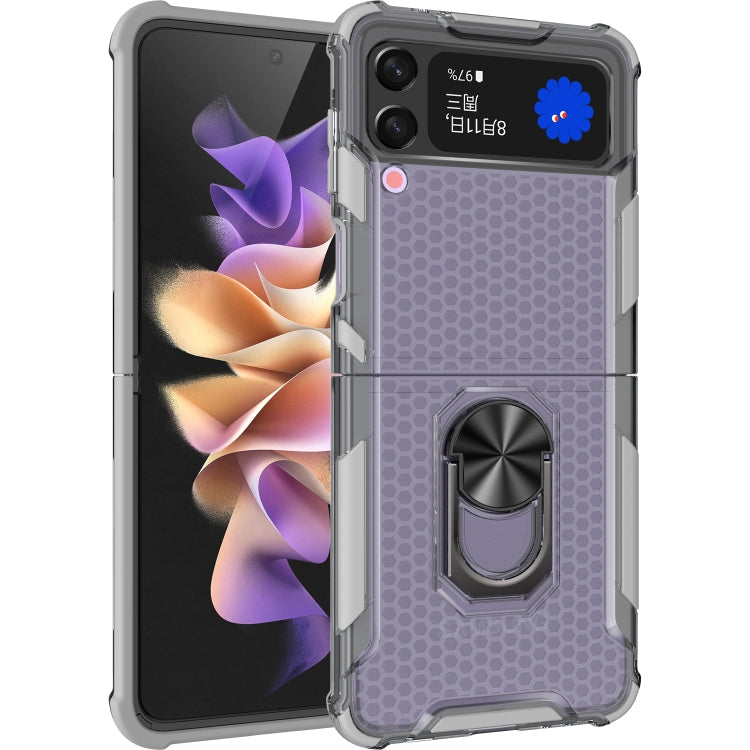 For Samsung Galaxy Z Flip3 5G Honeycomb PC + TPU Shockproof Case with Ring Holder