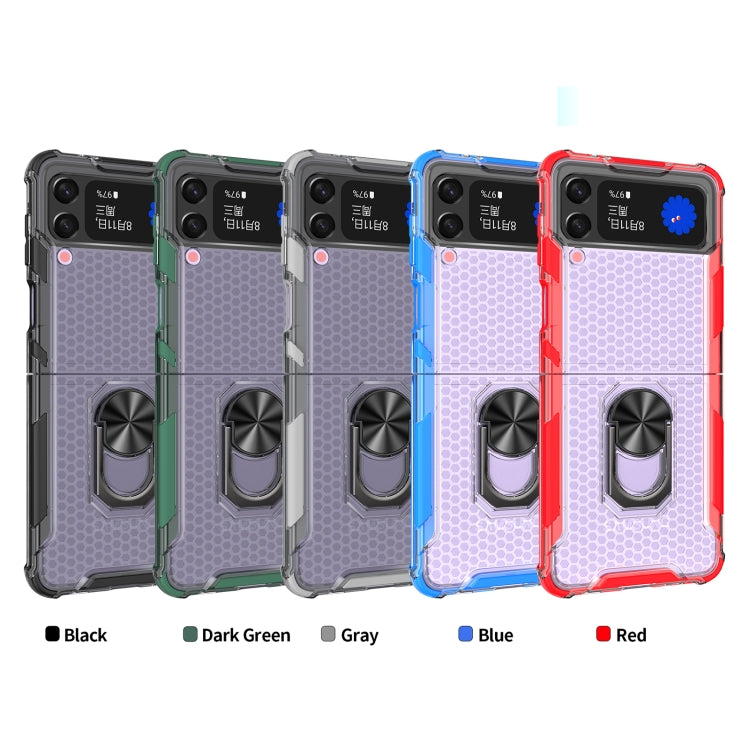 For Samsung Galaxy Z Flip3 5G Honeycomb PC + TPU Shockproof Case with Ring Holder