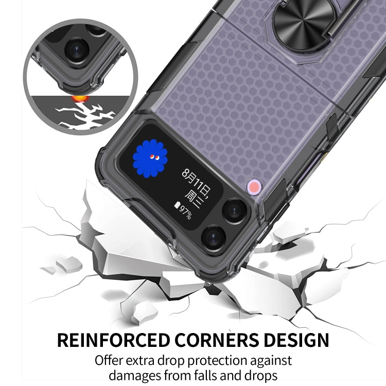 For Samsung Galaxy Z Flip3 5G Honeycomb PC + TPU Shockproof Case with Ring Holder