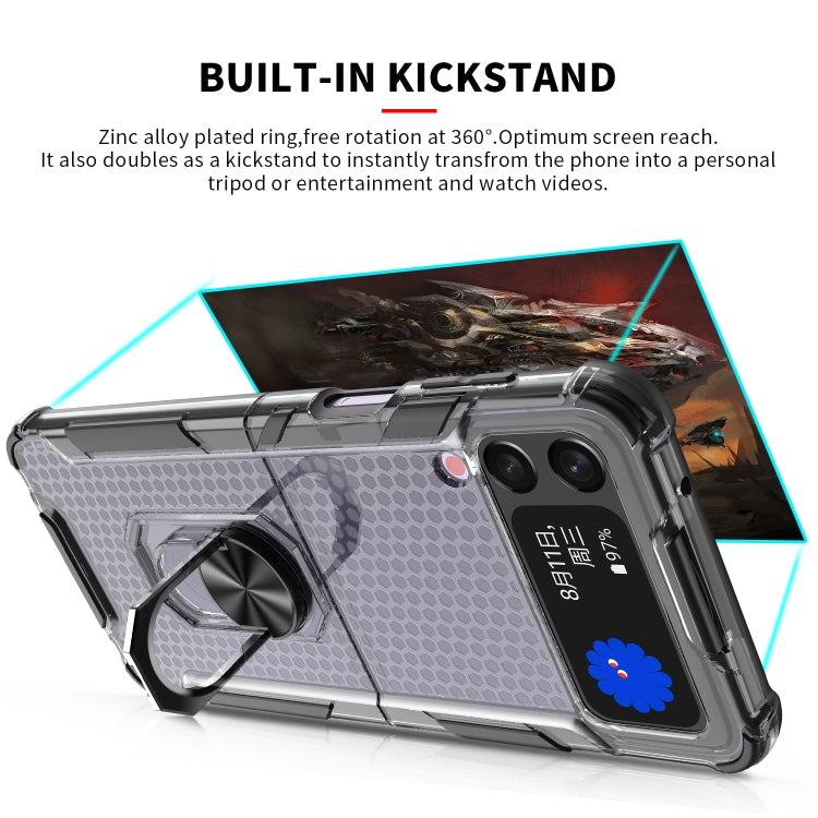 For Samsung Galaxy Z Flip3 5G Honeycomb PC + TPU Shockproof Case with Ring Holder