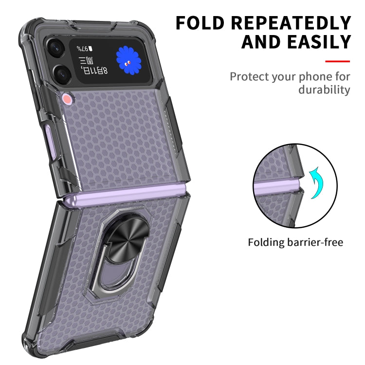For Samsung Galaxy Z Flip3 5G Honeycomb PC + TPU Shockproof Case with Ring Holder