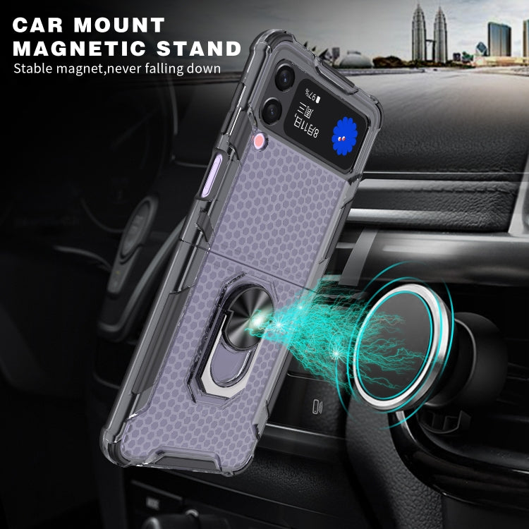 For Samsung Galaxy Z Flip3 5G Honeycomb PC + TPU Shockproof Case with Ring Holder