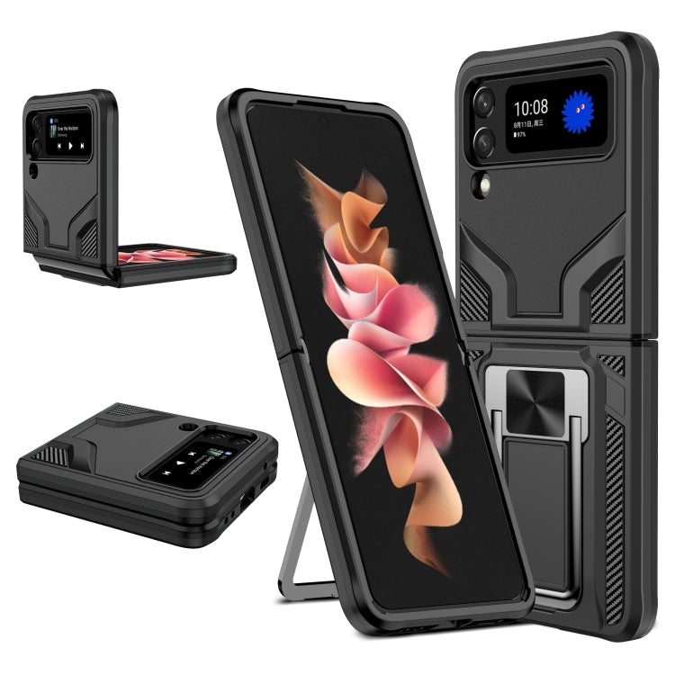 For Samsung Galaxy Z Flip3 5G Armor 2 in 1 PC + TPU Magnetic Shockproof Case with Foldable Holder