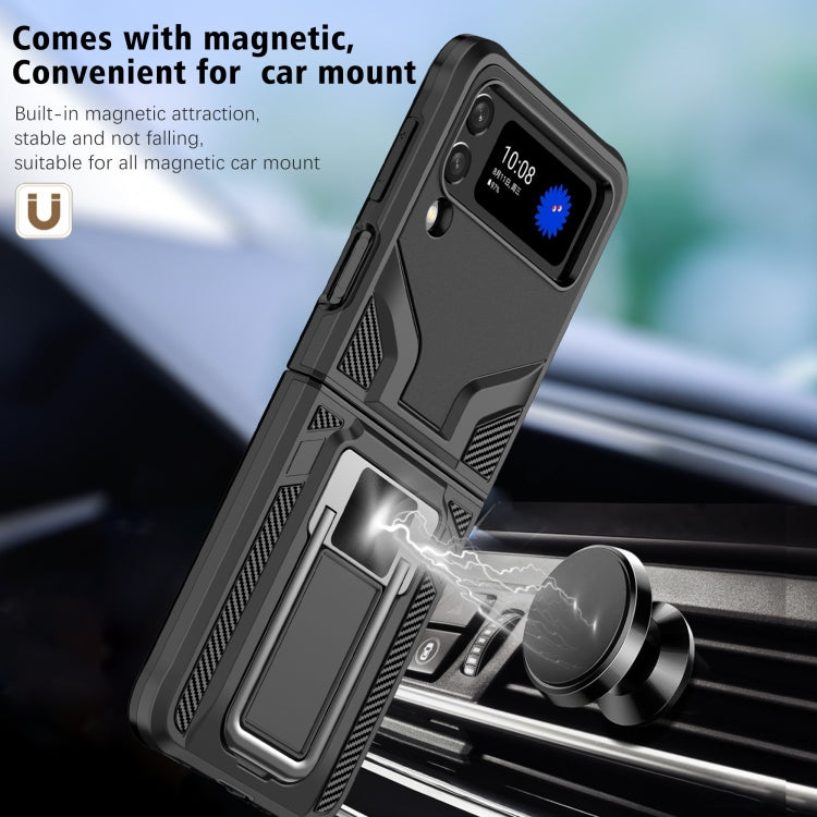 For Samsung Galaxy Z Flip3 5G Armor 2 in 1 PC + TPU Magnetic Shockproof Case with Foldable Holder