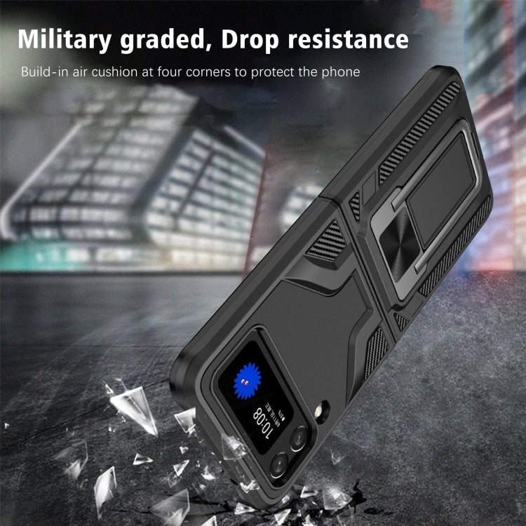 For Samsung Galaxy Z Flip3 5G Armor 2 in 1 PC + TPU Magnetic Shockproof Case with Foldable Holder