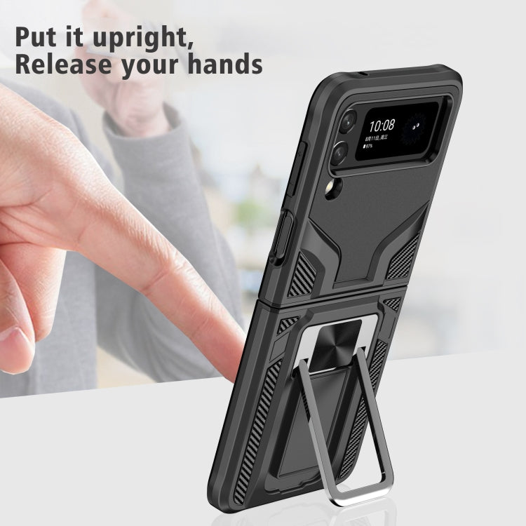 For Samsung Galaxy Z Flip3 5G Armor 2 in 1 PC + TPU Magnetic Shockproof Case with Foldable Holder