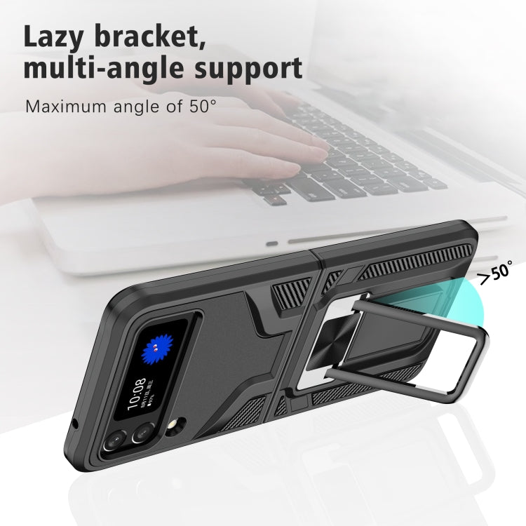 For Samsung Galaxy Z Flip3 5G Armor 2 in 1 PC + TPU Magnetic Shockproof Case with Foldable Holder