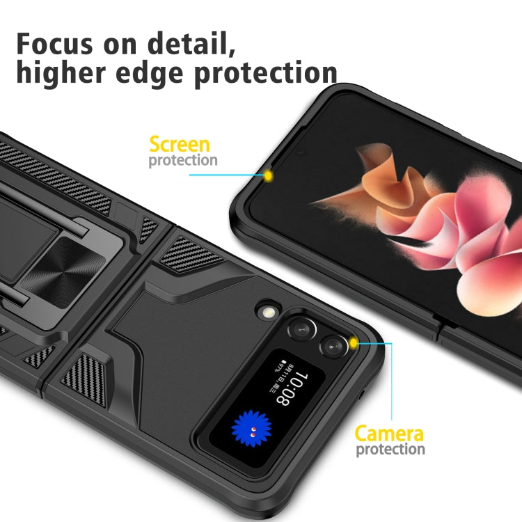 For Samsung Galaxy Z Flip3 5G Armor 2 in 1 PC + TPU Magnetic Shockproof Case with Foldable Holder