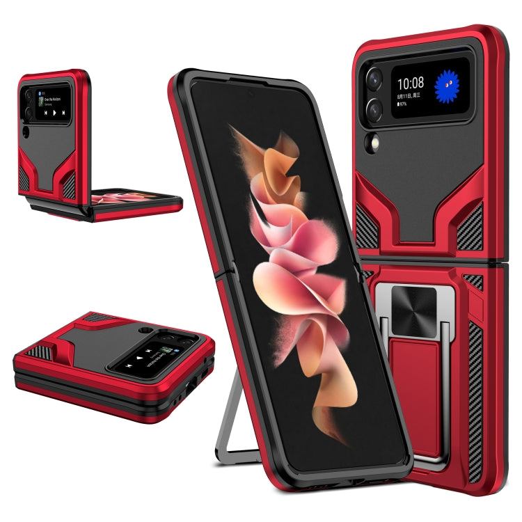 For Samsung Galaxy Z Flip3 5G Armor 2 in 1 PC + TPU Magnetic Shockproof Case with Foldable Holder
