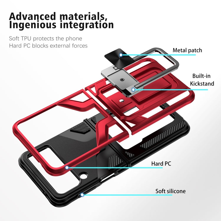 For Samsung Galaxy Z Flip3 5G Armor 2 in 1 PC + TPU Magnetic Shockproof Case with Foldable Holder