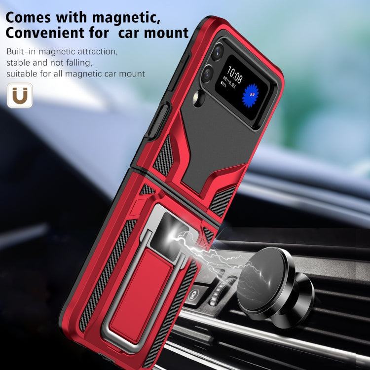 For Samsung Galaxy Z Flip3 5G Armor 2 in 1 PC + TPU Magnetic Shockproof Case with Foldable Holder