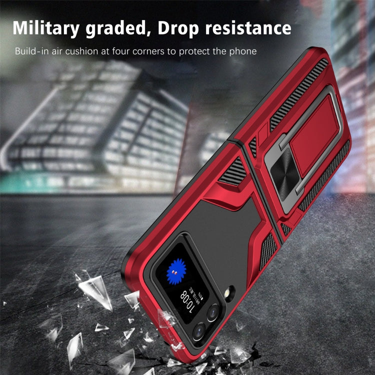 For Samsung Galaxy Z Flip3 5G Armor 2 in 1 PC + TPU Magnetic Shockproof Case with Foldable Holder