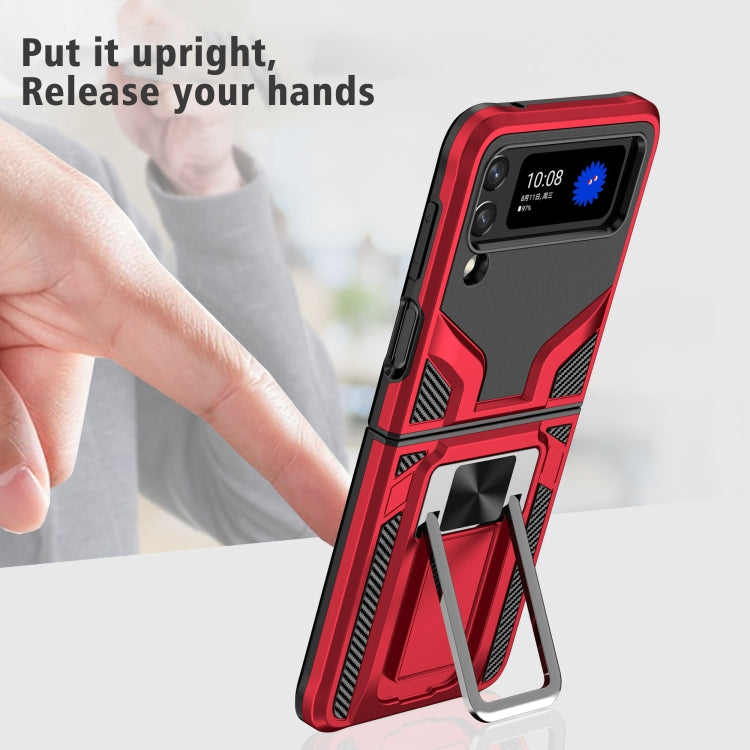 For Samsung Galaxy Z Flip3 5G Armor 2 in 1 PC + TPU Magnetic Shockproof Case with Foldable Holder