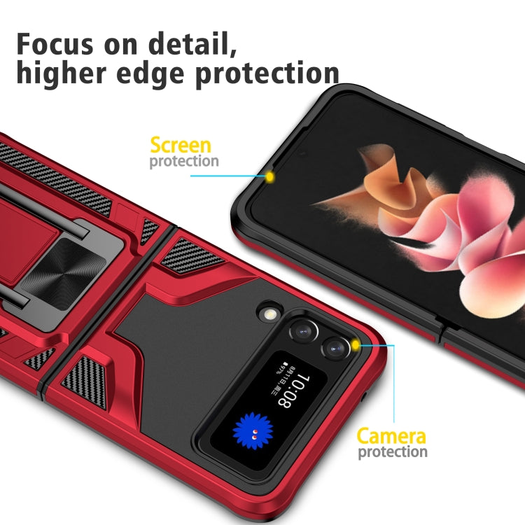 For Samsung Galaxy Z Flip3 5G Armor 2 in 1 PC + TPU Magnetic Shockproof Case with Foldable Holder