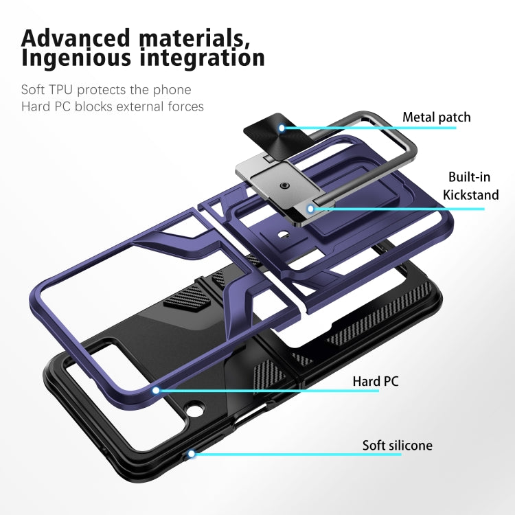For Samsung Galaxy Z Flip3 5G Armor 2 in 1 PC + TPU Magnetic Shockproof Case with Foldable Holder