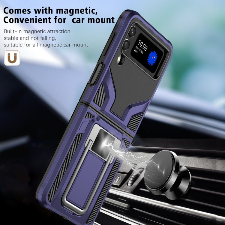 For Samsung Galaxy Z Flip3 5G Armor 2 in 1 PC + TPU Magnetic Shockproof Case with Foldable Holder