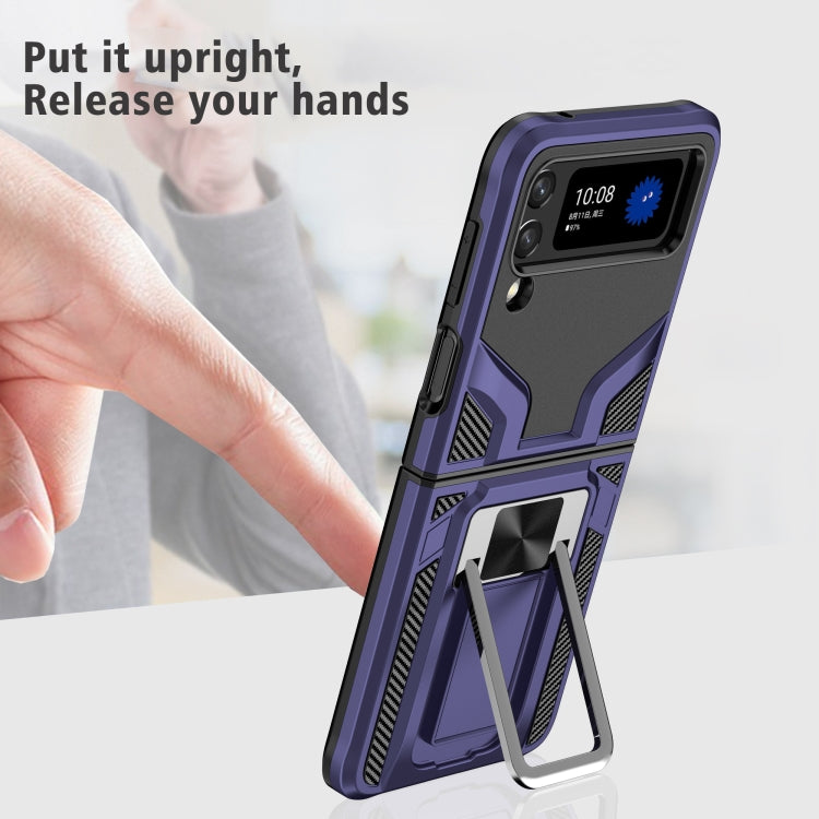 For Samsung Galaxy Z Flip3 5G Armor 2 in 1 PC + TPU Magnetic Shockproof Case with Foldable Holder