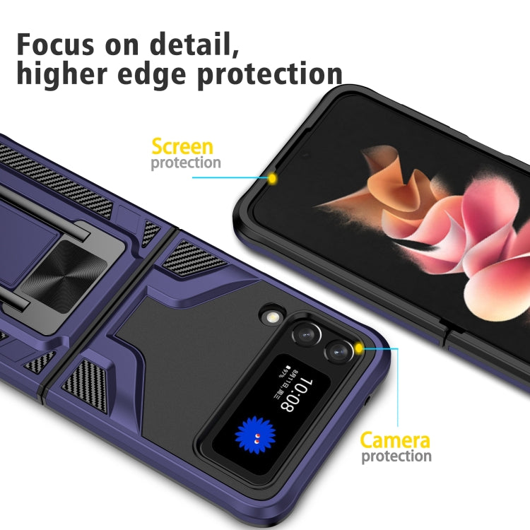 For Samsung Galaxy Z Flip3 5G Armor 2 in 1 PC + TPU Magnetic Shockproof Case with Foldable Holder