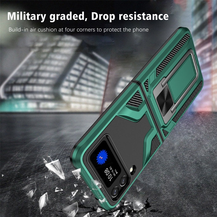 For Samsung Galaxy Z Flip3 5G Armor 2 in 1 PC + TPU Magnetic Shockproof Case with Foldable Holder