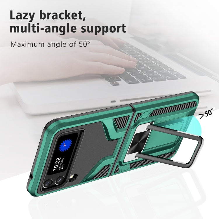For Samsung Galaxy Z Flip3 5G Armor 2 in 1 PC + TPU Magnetic Shockproof Case with Foldable Holder