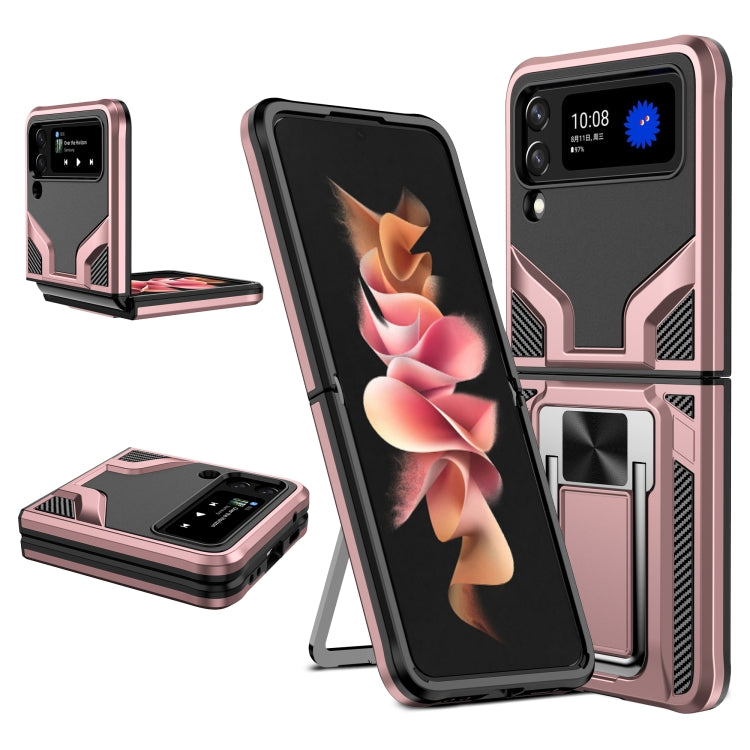For Samsung Galaxy Z Flip3 5G Armor 2 in 1 PC + TPU Magnetic Shockproof Case with Foldable Holder