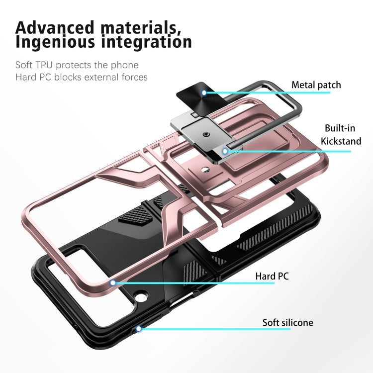 For Samsung Galaxy Z Flip3 5G Armor 2 in 1 PC + TPU Magnetic Shockproof Case with Foldable Holder