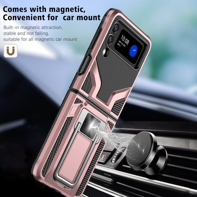 For Samsung Galaxy Z Flip3 5G Armor 2 in 1 PC + TPU Magnetic Shockproof Case with Foldable Holder