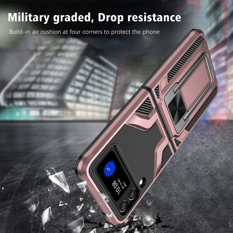 For Samsung Galaxy Z Flip3 5G Armor 2 in 1 PC + TPU Magnetic Shockproof Case with Foldable Holder