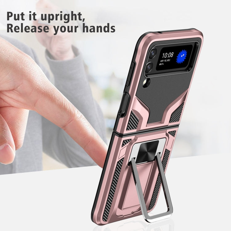 For Samsung Galaxy Z Flip3 5G Armor 2 in 1 PC + TPU Magnetic Shockproof Case with Foldable Holder