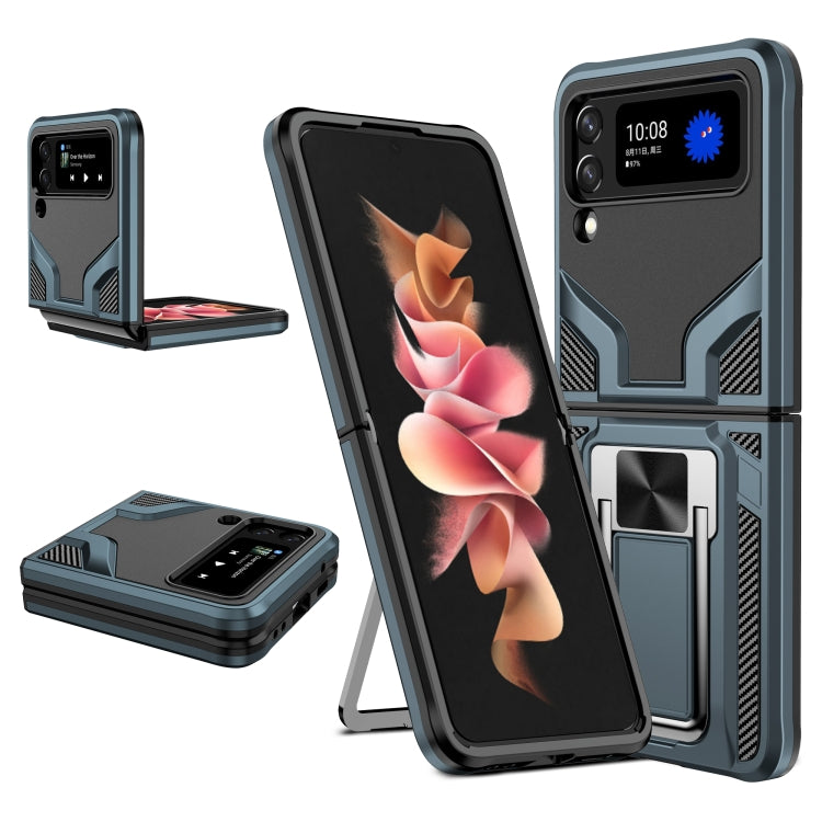 For Samsung Galaxy Z Flip3 5G Armor 2 in 1 PC + TPU Magnetic Shockproof Case with Foldable Holder