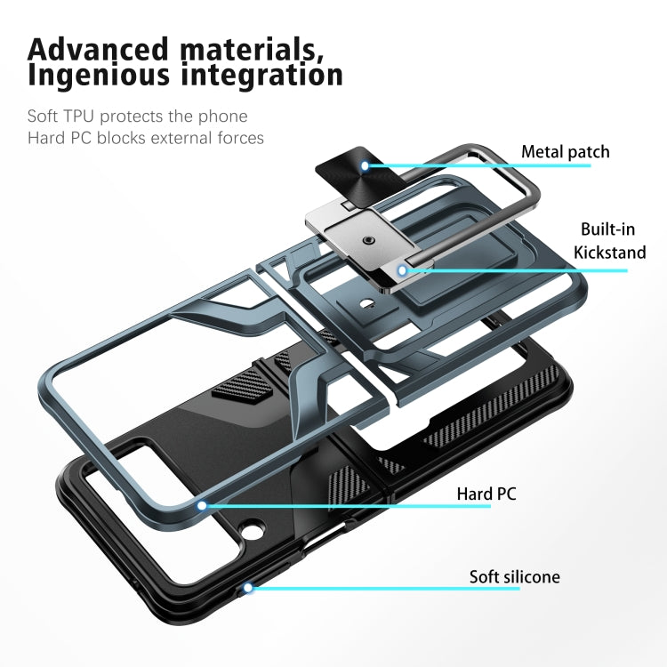 For Samsung Galaxy Z Flip3 5G Armor 2 in 1 PC + TPU Magnetic Shockproof Case with Foldable Holder
