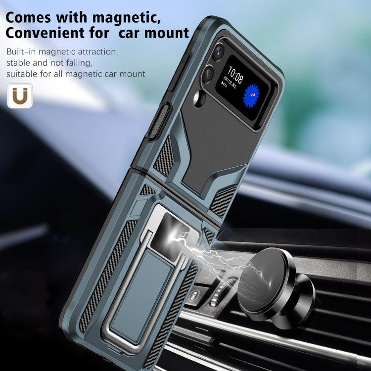 For Samsung Galaxy Z Flip3 5G Armor 2 in 1 PC + TPU Magnetic Shockproof Case with Foldable Holder