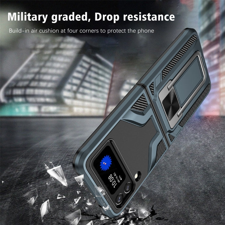 For Samsung Galaxy Z Flip3 5G Armor 2 in 1 PC + TPU Magnetic Shockproof Case with Foldable Holder