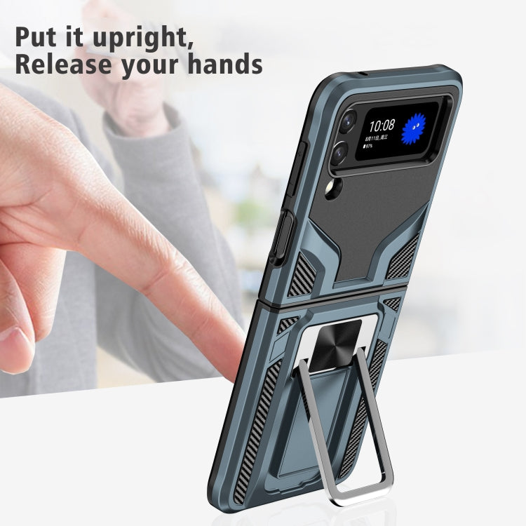 For Samsung Galaxy Z Flip3 5G Armor 2 in 1 PC + TPU Magnetic Shockproof Case with Foldable Holder