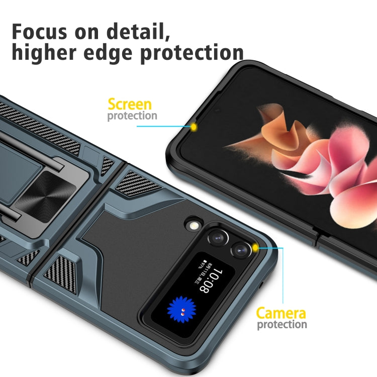 For Samsung Galaxy Z Flip3 5G Armor 2 in 1 PC + TPU Magnetic Shockproof Case with Foldable Holder