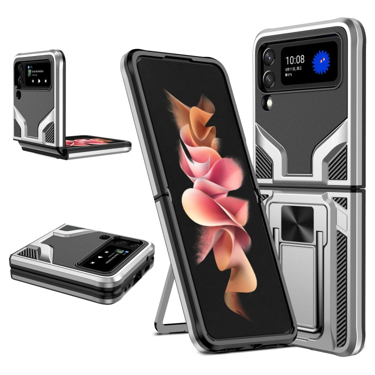 For Samsung Galaxy Z Flip3 5G Armor 2 in 1 PC + TPU Magnetic Shockproof Case with Foldable Holder