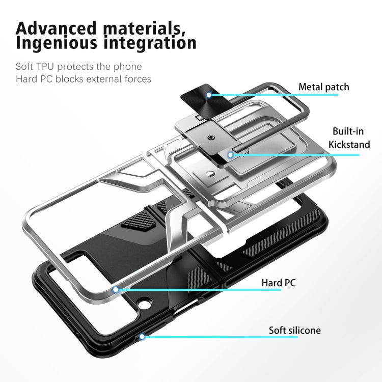 For Samsung Galaxy Z Flip3 5G Armor 2 in 1 PC + TPU Magnetic Shockproof Case with Foldable Holder