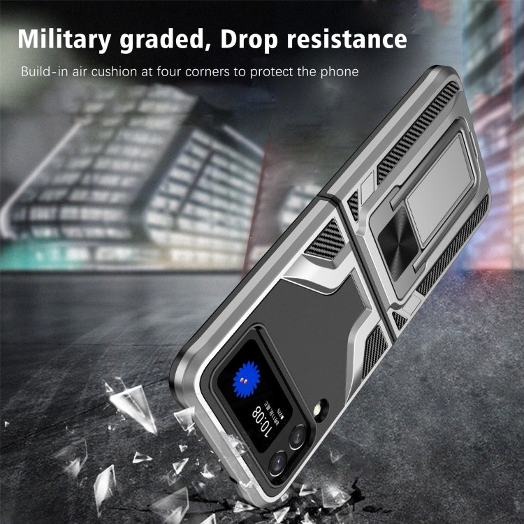 For Samsung Galaxy Z Flip3 5G Armor 2 in 1 PC + TPU Magnetic Shockproof Case with Foldable Holder
