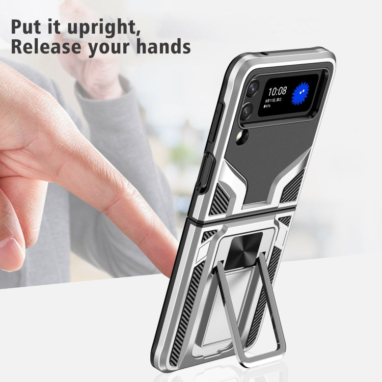 For Samsung Galaxy Z Flip3 5G Armor 2 in 1 PC + TPU Magnetic Shockproof Case with Foldable Holder