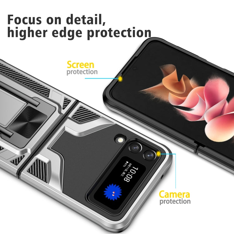 For Samsung Galaxy Z Flip3 5G Armor 2 in 1 PC + TPU Magnetic Shockproof Case with Foldable Holder