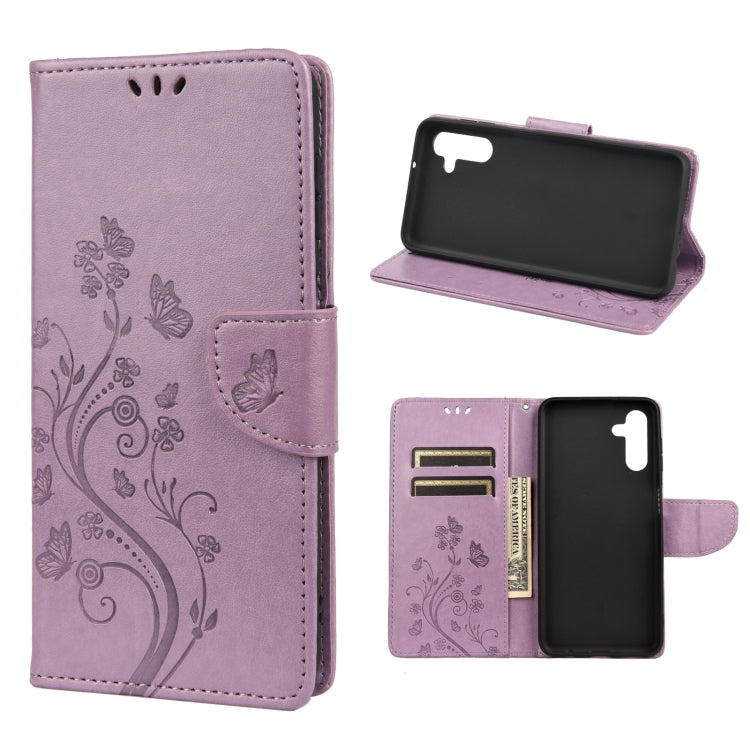 For Samsung Galaxy A13 5G Butterfly Flower Pattern Horizontal Flip Leather Phone Case with Card Slot & Holder
