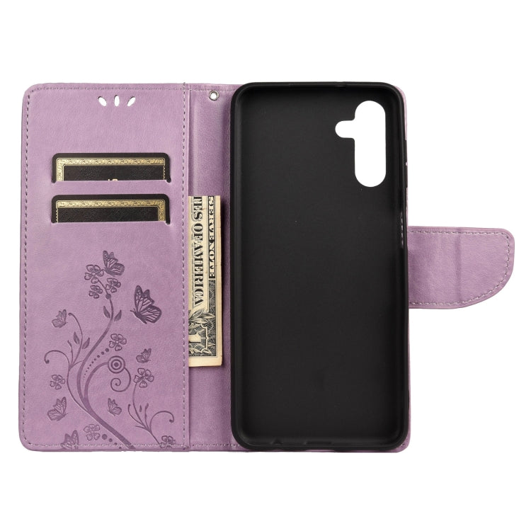 For Samsung Galaxy A13 5G Butterfly Flower Pattern Horizontal Flip Leather Phone Case with Card Slot & Holder