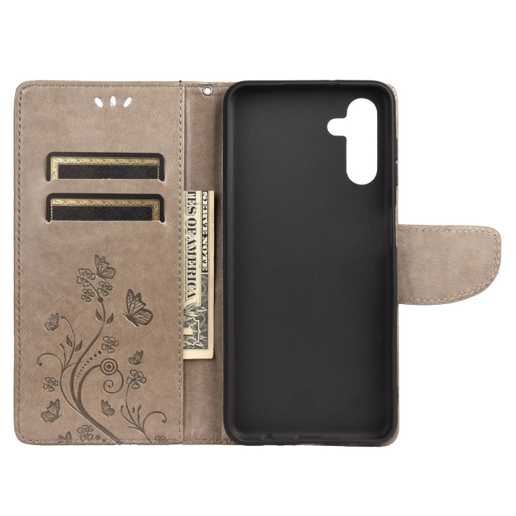For Samsung Galaxy A13 5G Butterfly Flower Pattern Horizontal Flip Leather Phone Case with Card Slot & Holder