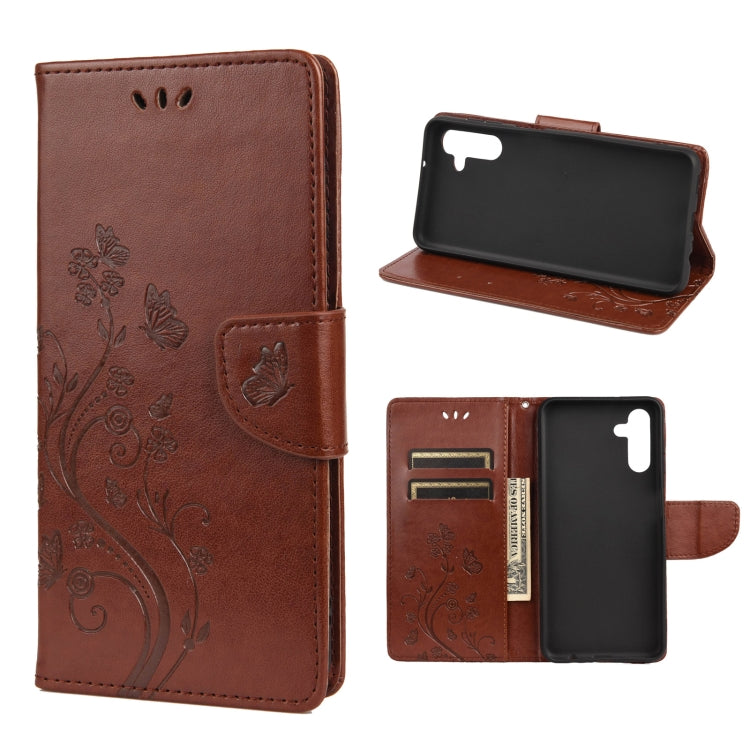 For Samsung Galaxy A13 5G Butterfly Flower Pattern Horizontal Flip Leather Phone Case with Card Slot & Holder